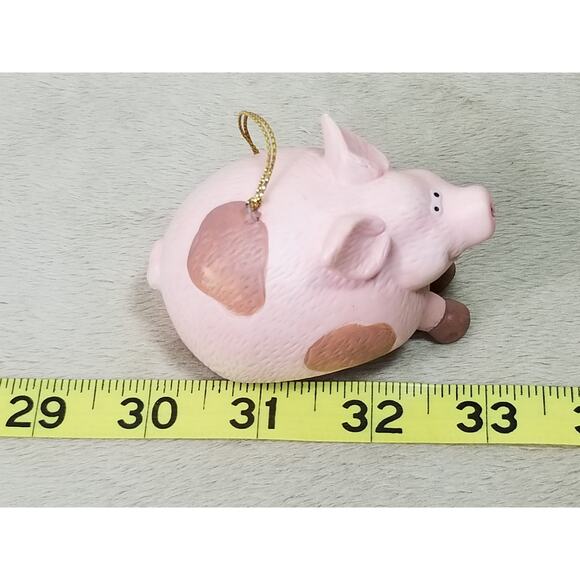 Christmas Tree Ornament Pink Pig w/ Dangling Legs Ceramic 3" RR Roman 90s Vtg - Picture 13 of 13